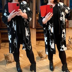 Forgotten Grace Black And White Floral Duster